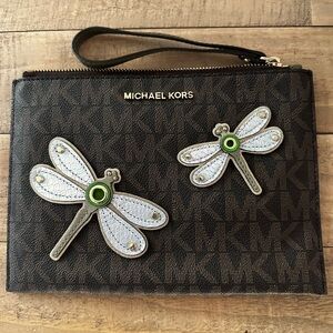 Michael Kors Large Signature Clutch /Wristlet with Dragonfly Accents